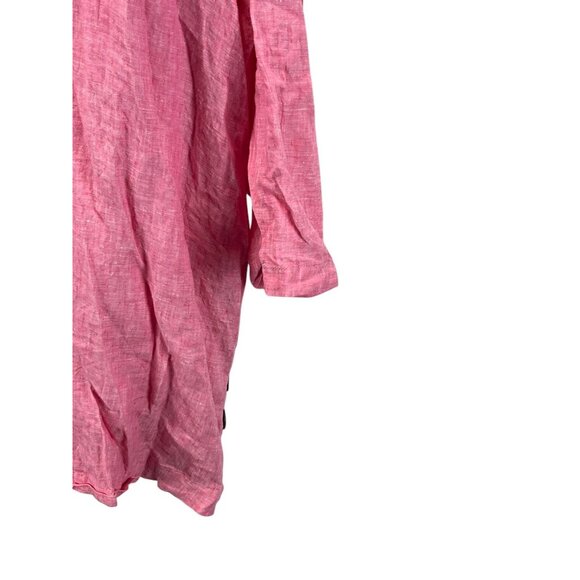 Sigrid Olsen Womens 100% Linen Pink Tunic Top Sz 2X Oversized Long Sleeve Casual - Picture 5 of 6